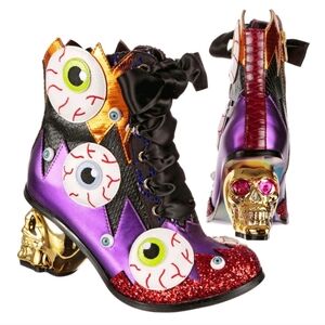 Irregular Choice Skull It Flashing Light Heeled Eyeball Boots